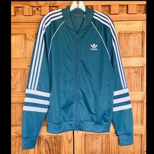 Adidas Track Jacket Mens SZ M Aegean Blue